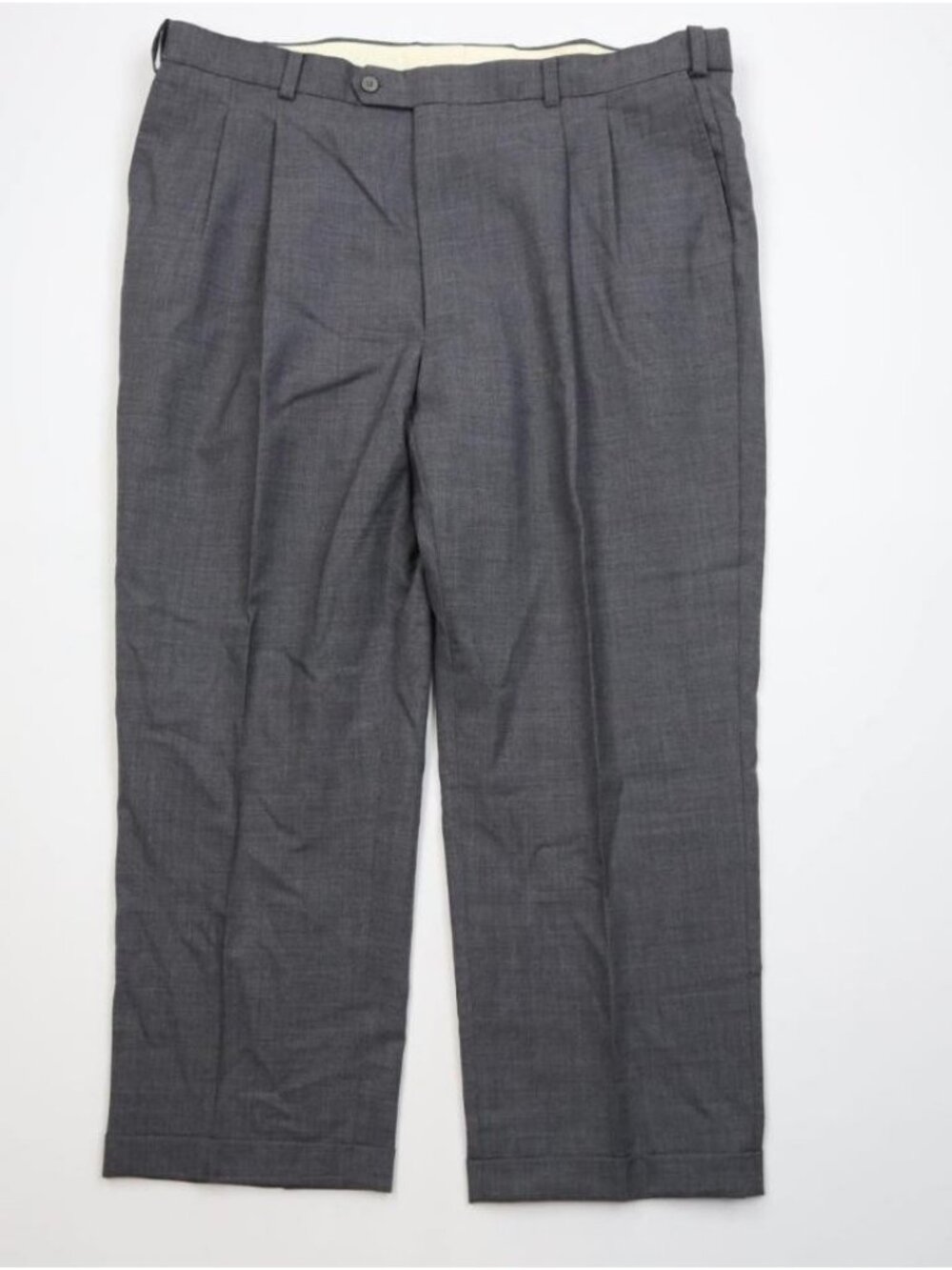 Vintage 90s Streetwear Mens 44x28 Wool Knit Cuffed Wide Leg Chino Pants Gray